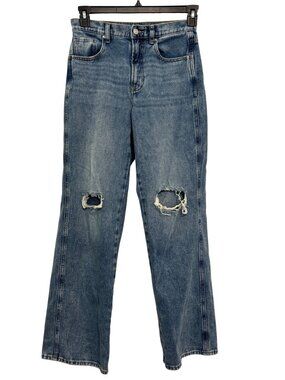 PacSun Baggy Distressed Denim Jeans Womens Size 26 Blue High Rise Relaxed Fit